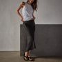 High Low A Line Skirt in Black | James Perse Los Angeles