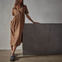 Saddle Shoulder Open Front Dress in Acorn | James Perse Los Angeles