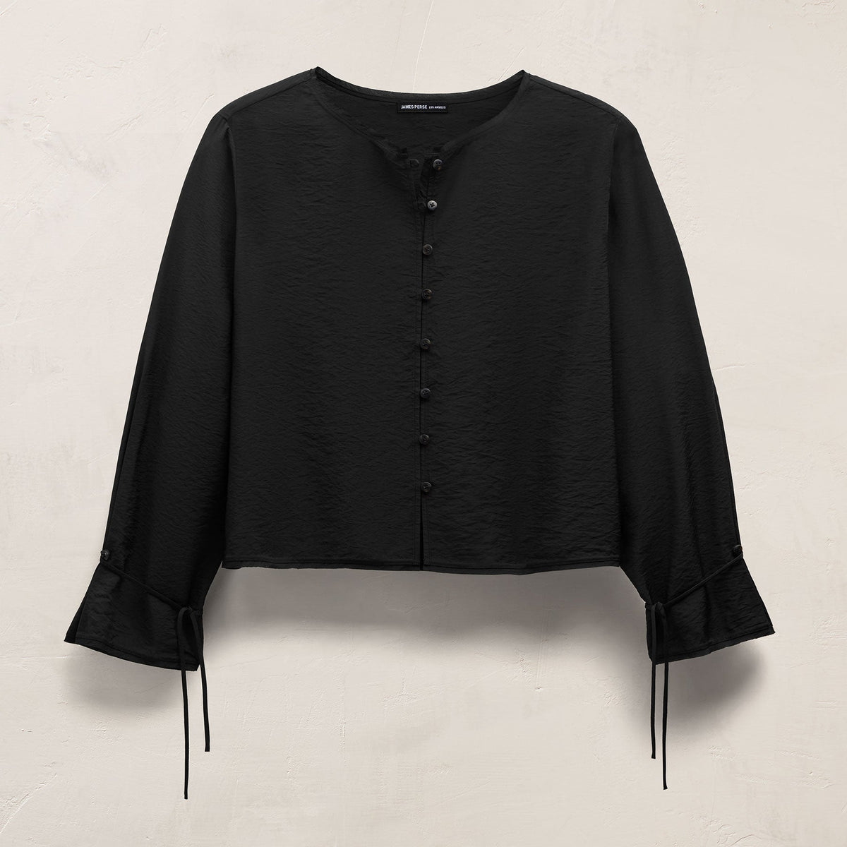 Modal Silk Blend Tie Up Blouse in Black | James Perse Los Angeles