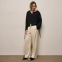 Silk Blend Tie Up Blouse in Black | James Perse Los Angeles
