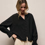 Silk Blend Tie Up Blouse in Black | James Perse Los Angeles