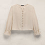 Modal Silk Blend Tie Up Blouse in Parchment | James Perse Los Angeles