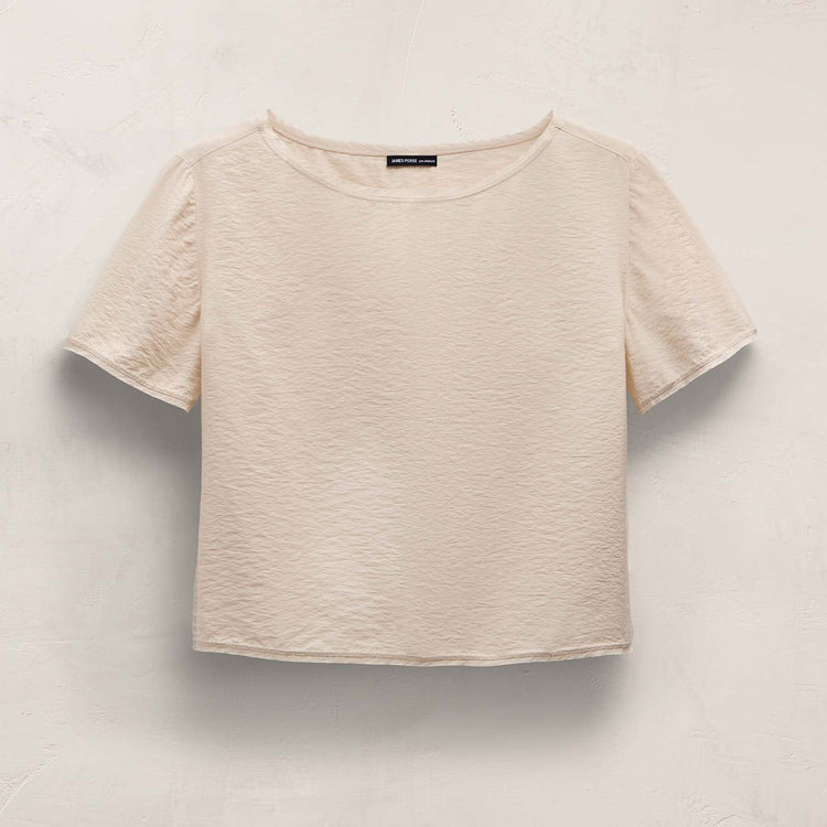 Modal Silk Blend Drop Shoulder Blouse in Parchment | James Perse Los Angeles