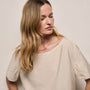 Silk Blend Drop Shoulder Blouse in Parchment | James Perse Los Angeles