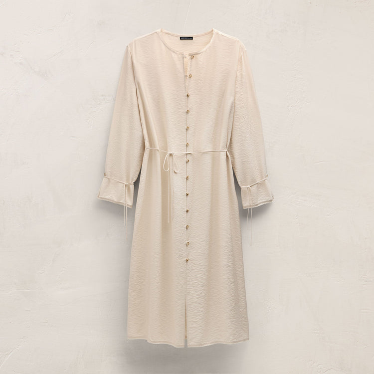 Modal Silk Blend Tie Up Dress in Parchment | James Perse Los Angeles