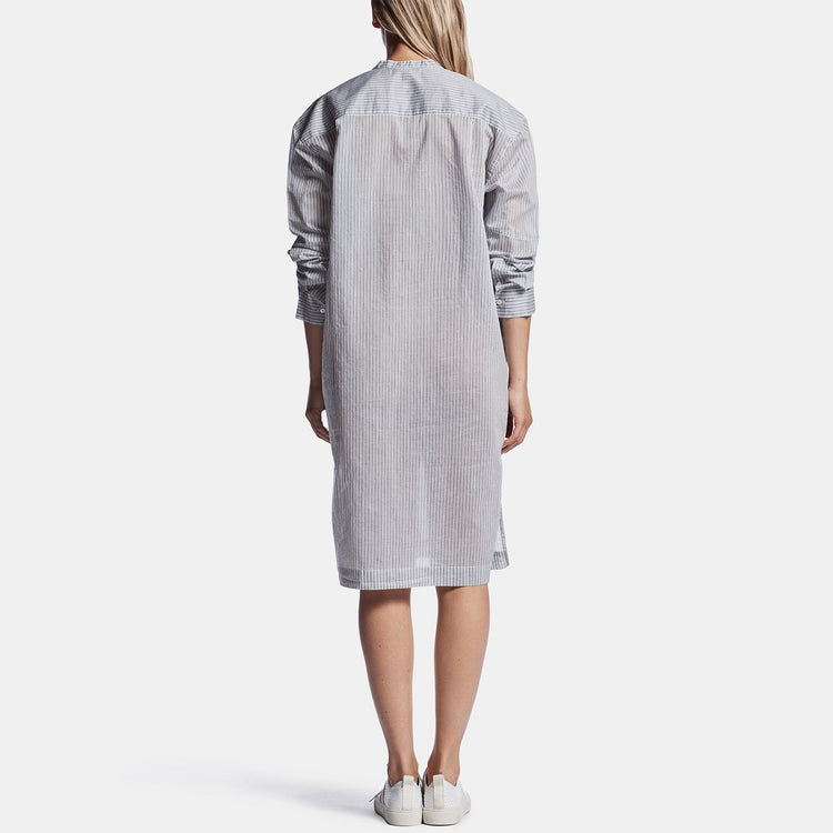 Striped Organza Shirt Dress In Black/White | James Perse Los Angeles