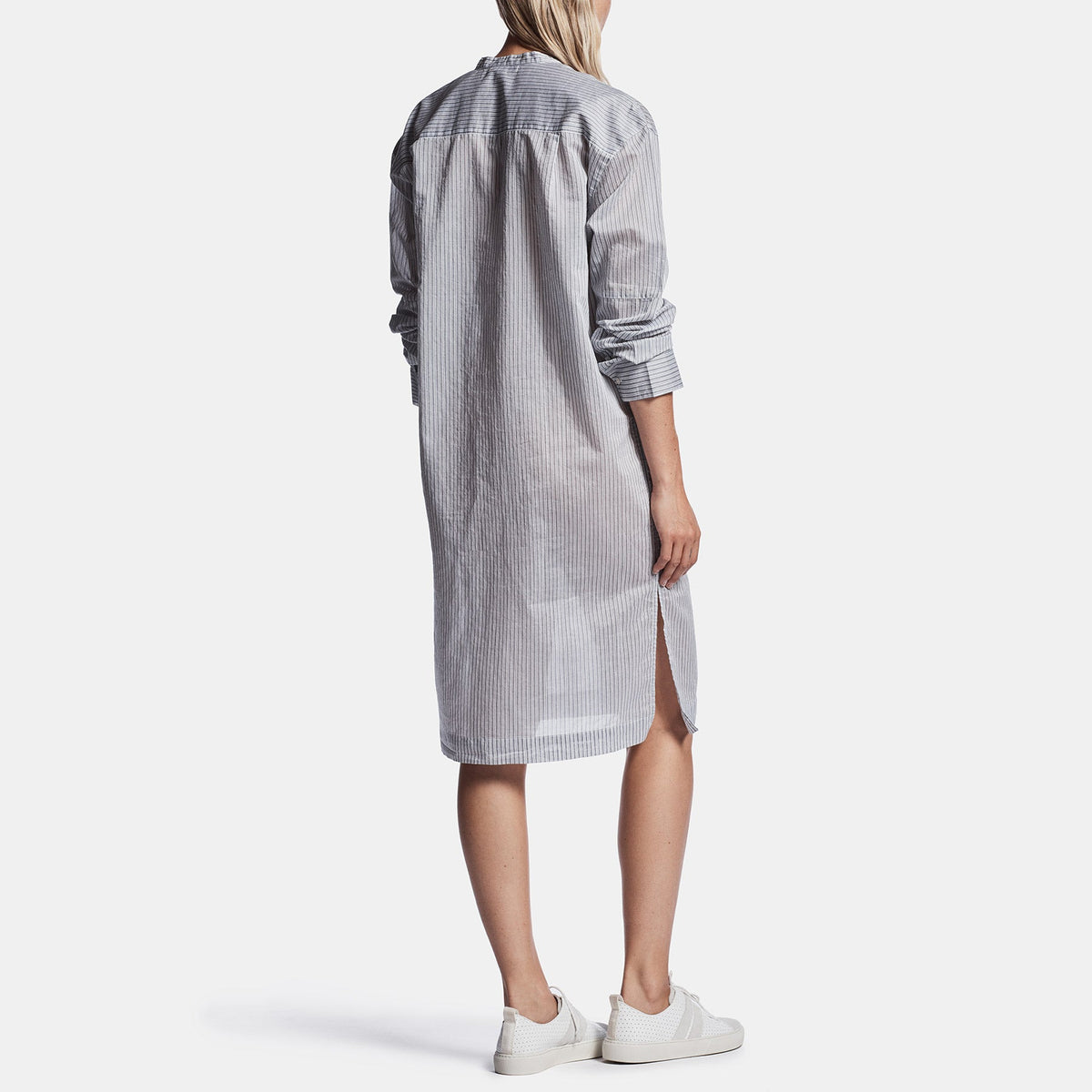 Striped Organza Shirt Dress In Black/White | James Perse Los Angeles