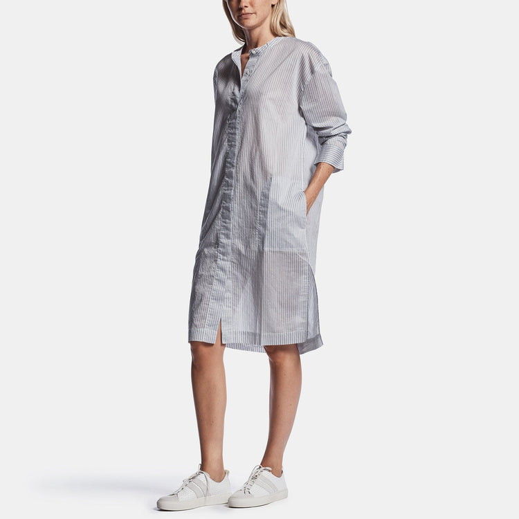 Striped Organza Shirt Dress In Black/White | James Perse Los Angeles