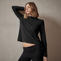 Sueded Stretch Turtleneck in Black | James Perse Los Angeles