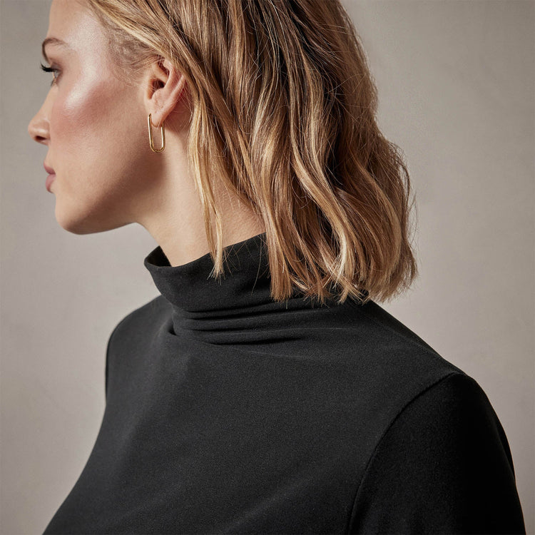 Sueded Stretch Turtleneck in Black | James Perse Los Angeles