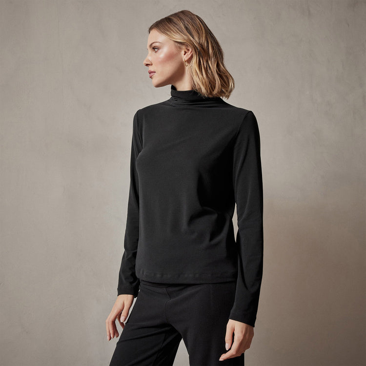 Sueded Stretch Turtleneck in Black | James Perse Los Angeles