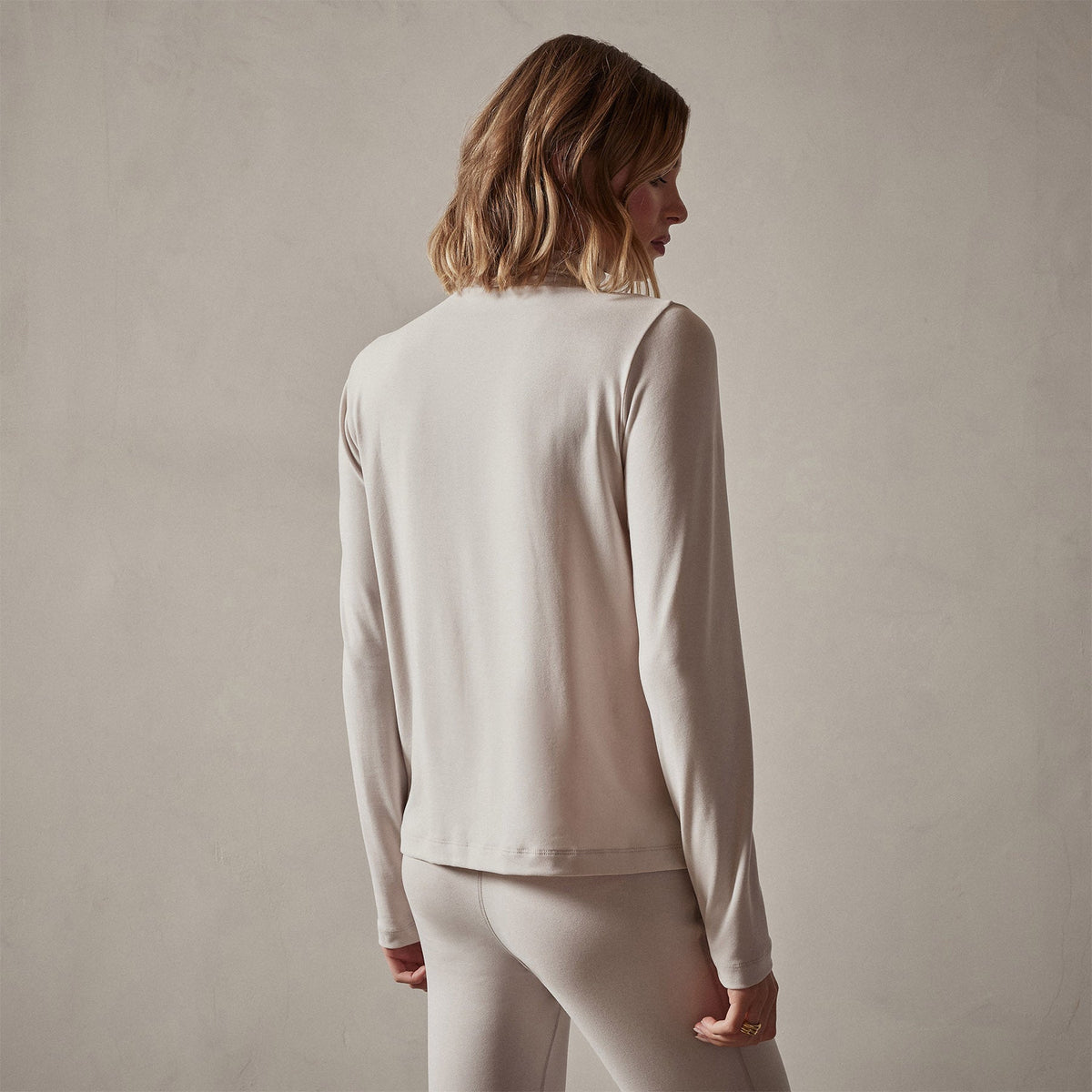 Sueded Stretch Turtleneck in Stone | James Perse Los Angeles