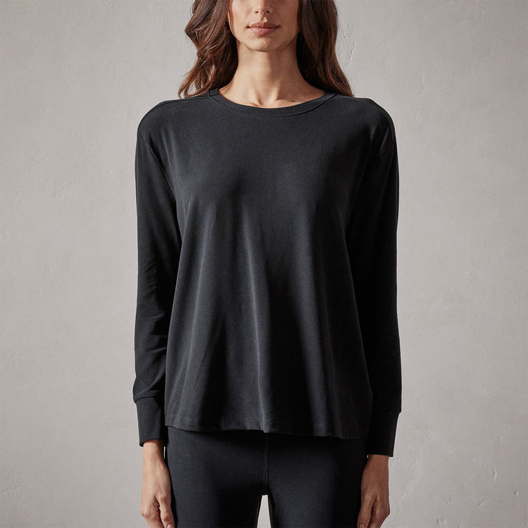Drop Shoulder Lounge Sweatshirt in Black | James Perse Los Angeles