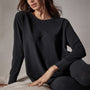 Drop Shoulder Lounge Sweatshirt in Black | James Perse Los Angeles