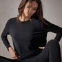 Drop Shoulder Lounge Sweatshirt in Black | James Perse Los Angeles