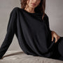 Drop Shoulder Lounge Sweatshirt in Black | James Perse Los Angeles