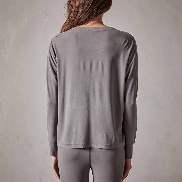 Drop Shoulder Lounge Sweatshirt in Raccoon Grey | James Perse Los Angeles