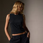Cropped Shell Top  in Black | James Perse Los Angeles