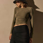 Cotton Blend Jersey Ruched Top in Birch | James Perse Los Angeles