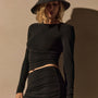 Cotton Blend Jersey Ruched Top in Black | James Perse Los Angeles