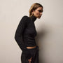 Strech Melange Jersey Turtleneck in Black | James Perse Los Angeles