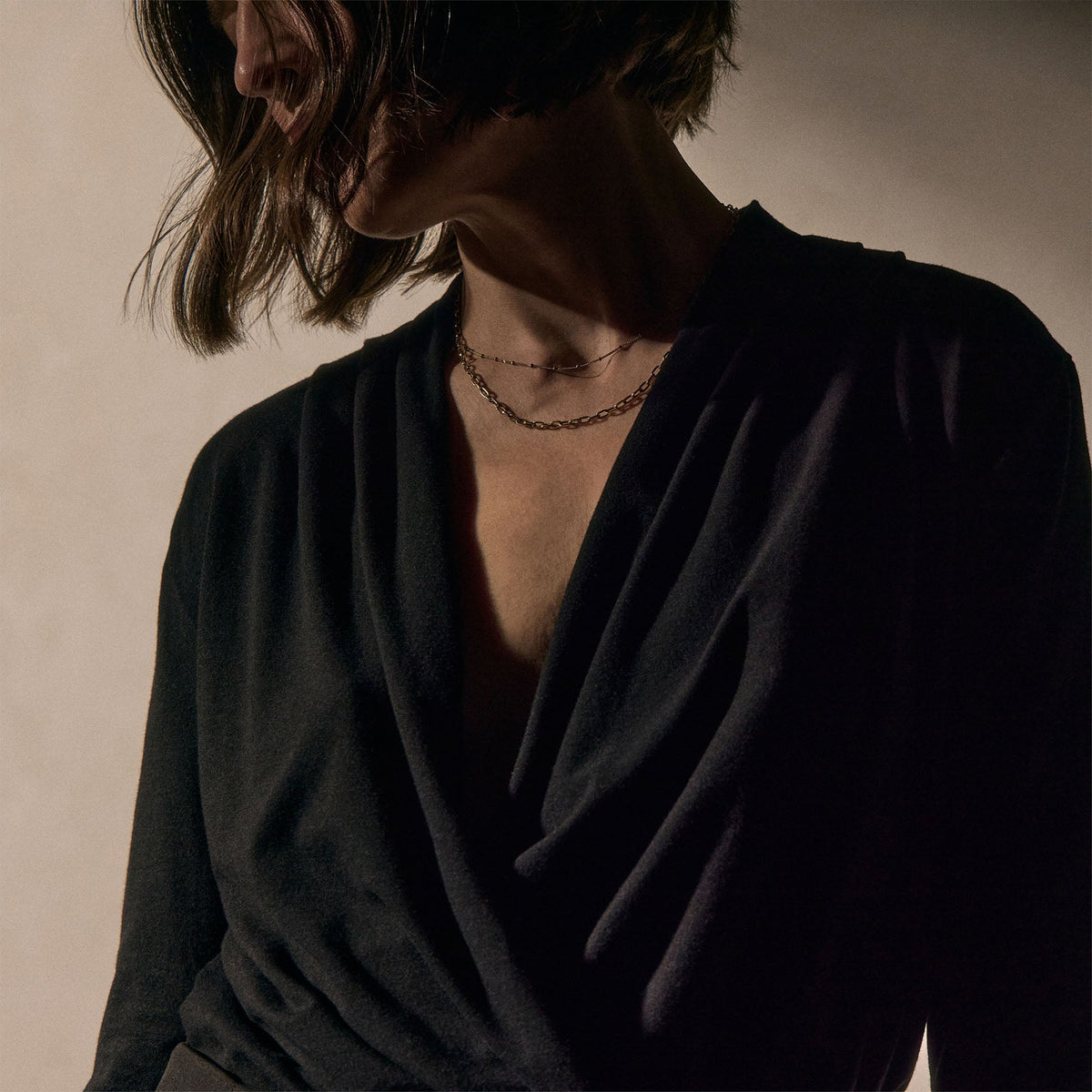 Melange Jersey Drape Front Top in Black | James Perse Los Angeles