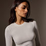 Long Sleeve Cropped Tee in White | James Perse Los Angeles