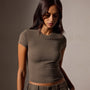 Short Sleeve Cropped Tee in Army Green | James Perse Los Angeles