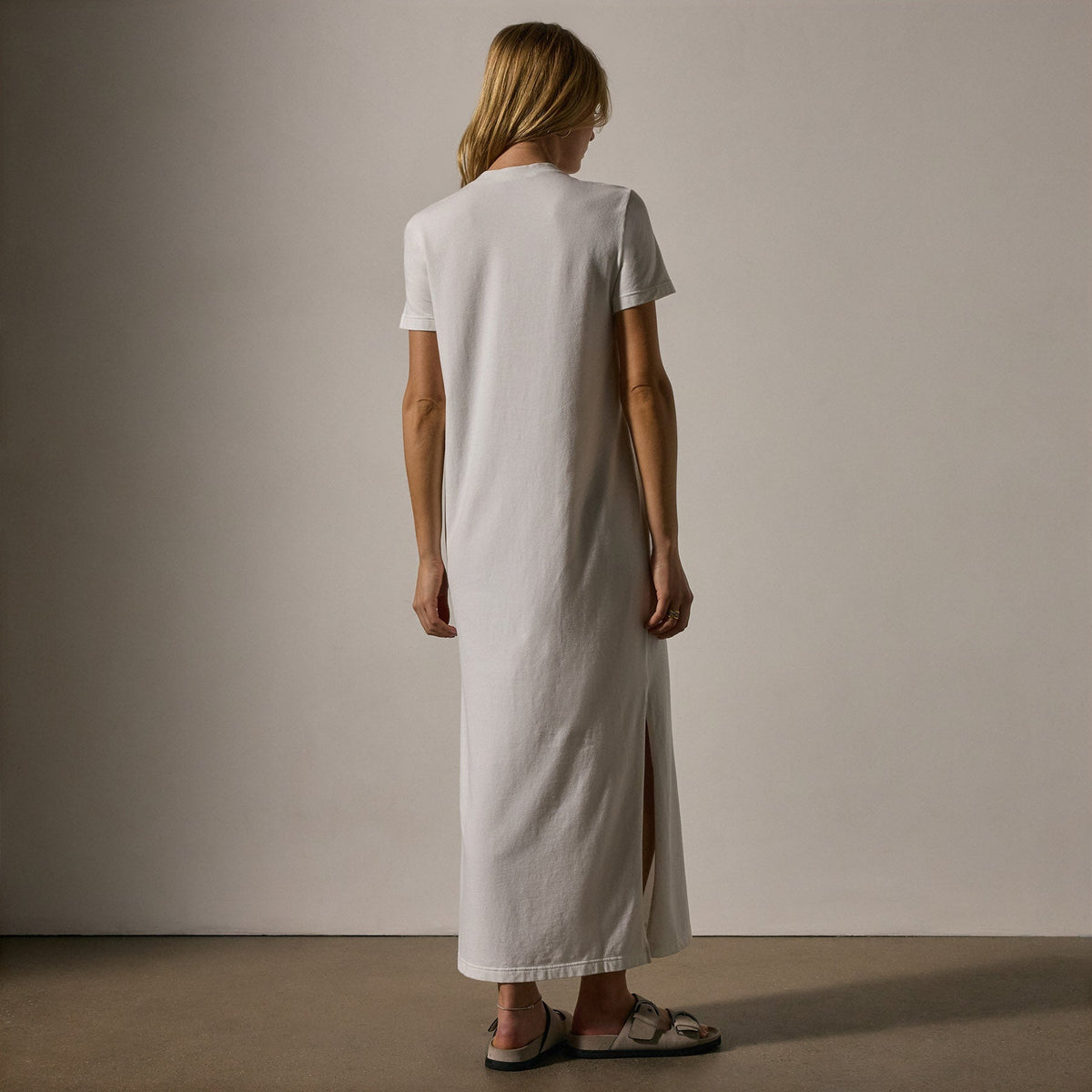 Cotton Blend Jersey Dress in White | James Perse Los Angeles