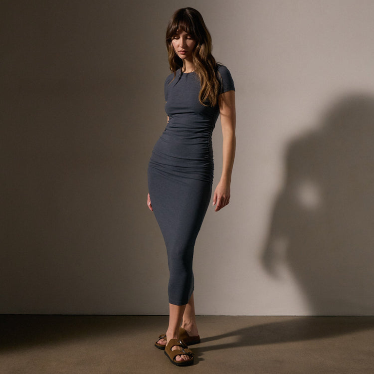 Ruched T Shirt Dress in Asphalt | James Perse Los Angeles