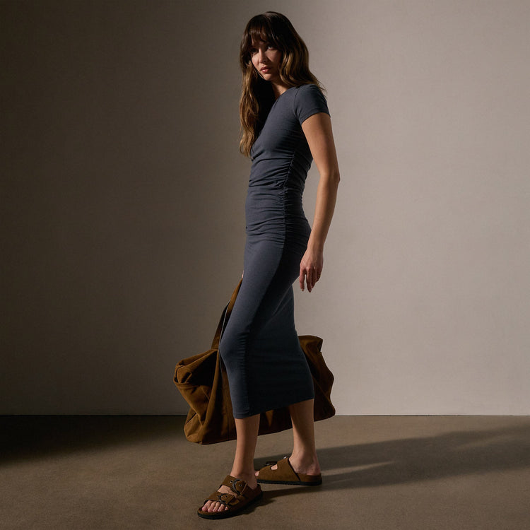 Ruched T Shirt Dress in Asphalt | James Perse Los Angeles