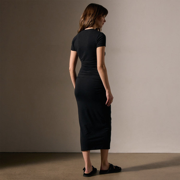 Ruched T Shirt Dress in Black | James Perse Los Angeles