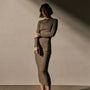 Ruched Long Sleeve Dress in Caribou | James Perse Los Angeles