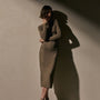 Ruched Long Sleeve Dress in Caribou | James Perse Los Angeles