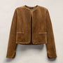 Suede Cropped Open Jacket in Tabacco | James Perse Los Angeles