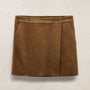 Wrap Front Suede Mini Skirt in Tabacco | James Perse Los Angeles