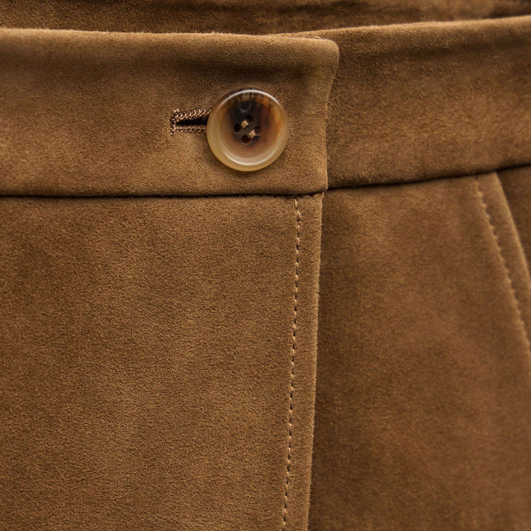 Wrap Front Suede Mini Skirt in Tabacco | James Perse Los Angeles