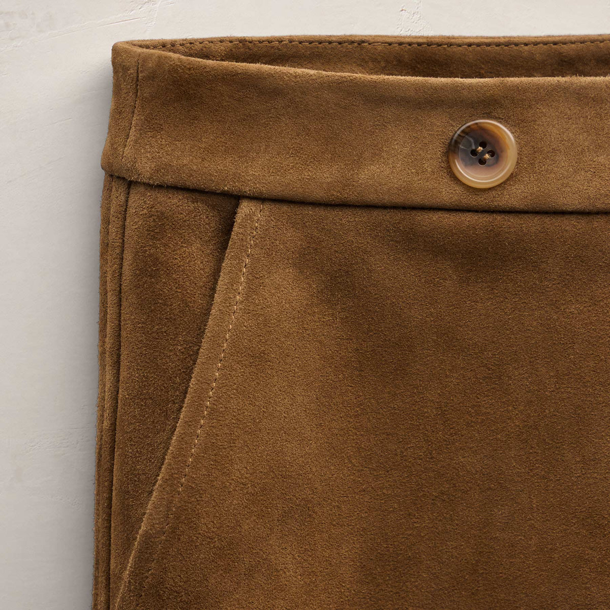 Wrap Front Suede Mini Skirt in Tabacco | James Perse Los Angeles