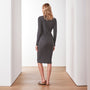 Contrast Ribbed Turtleneck Dress In Asphalt | James Perse Los Angeles