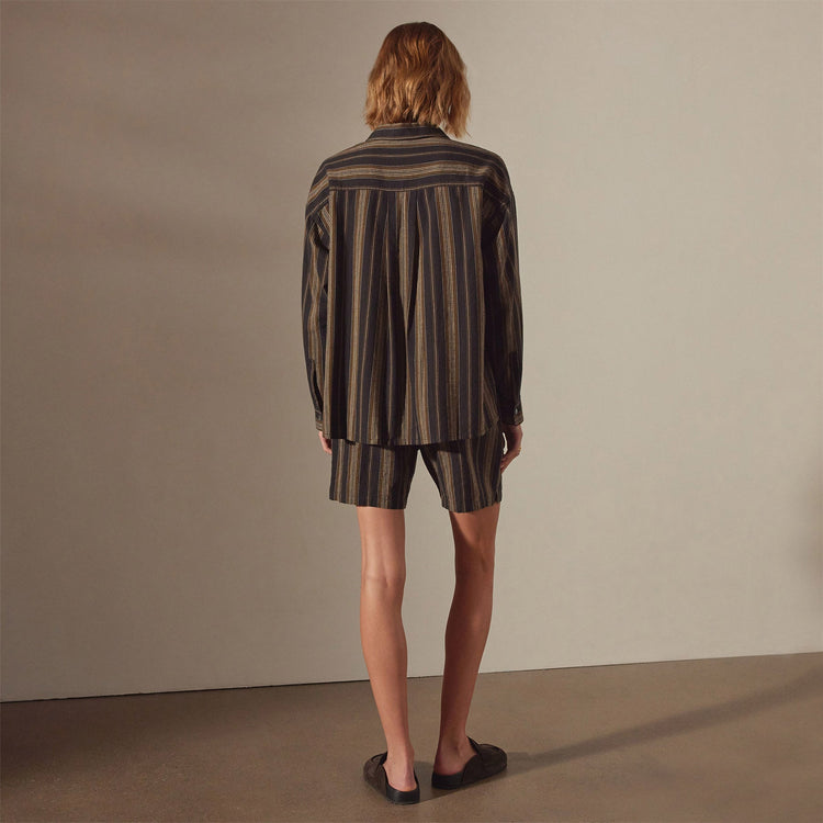 Relaxed Striped Button Shirt in Black Stripe | James Perse Los Angeles