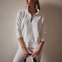 Long Sleeve Zip Sweat Top in White | James Perse Los Angeles