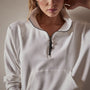 Long Sleeve Zip Sweat Top in White | James Perse Los Angeles