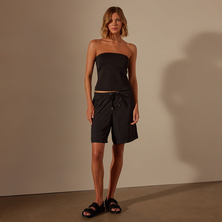 Nylon Knit Strapless Top in Black | James Perse Los Angeles