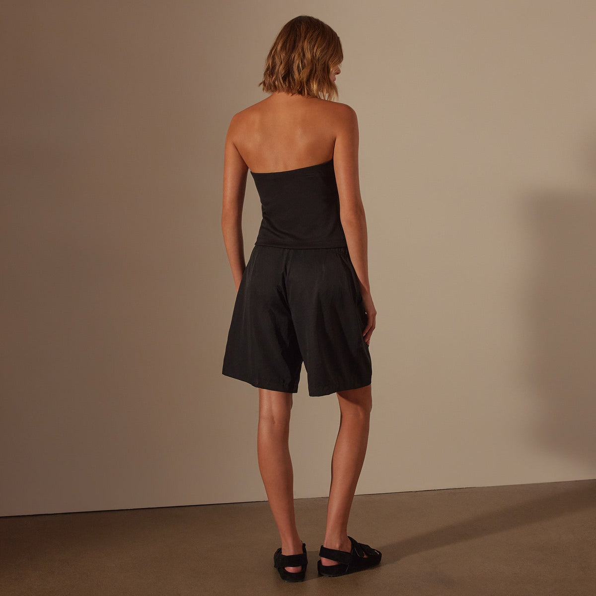 Nylon Knit Strapless Top in Black | James Perse Los Angeles