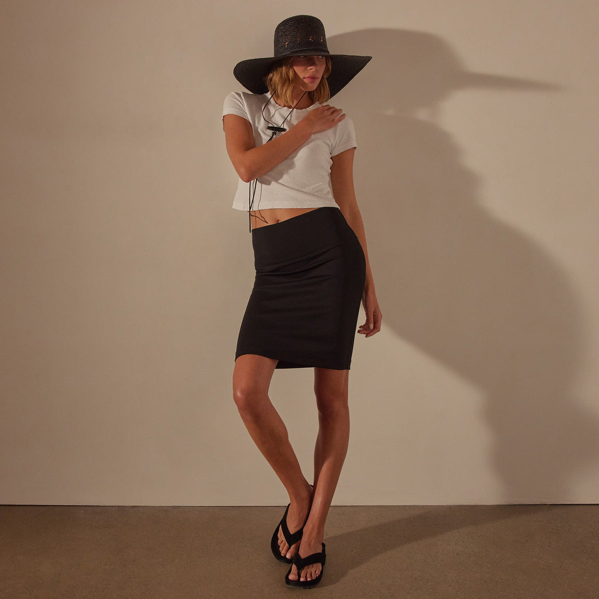 Nylon Knit Tube Skirt in Black | James Perse Los Angeles