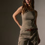 Ribbed High Neck Cami in Overcast Pigment | James Perse Los Angeles