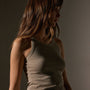 Ribbed High Neck Cami in Overcast Pigment | James Perse Los Angeles