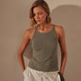 Ribbed High Neck Cami in Palm Pigment | James Perse Los Angeles