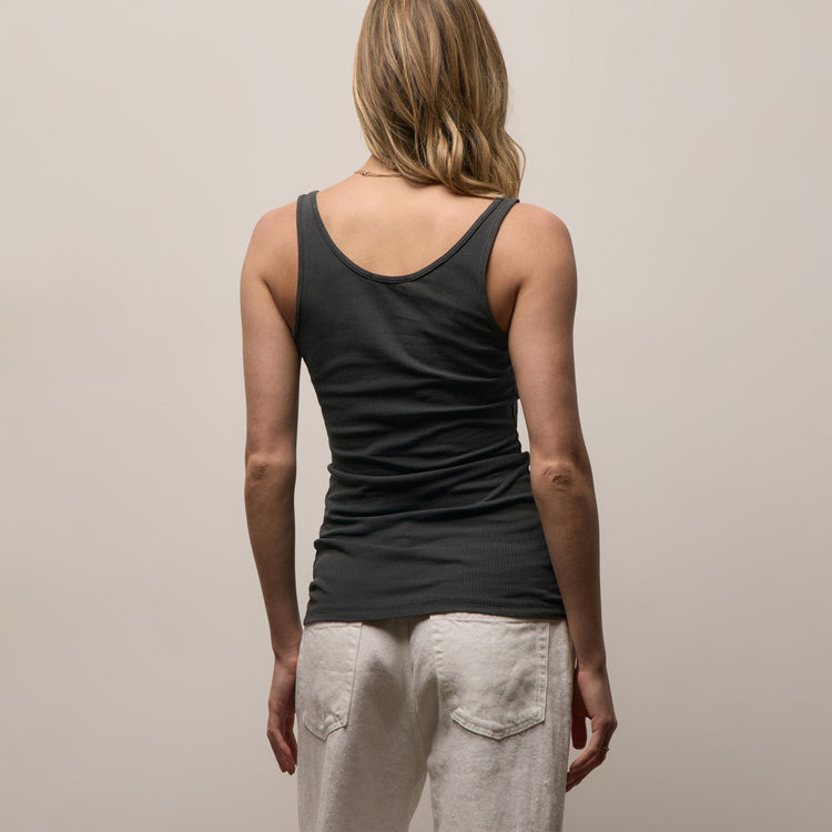 Ribbed Daily Tank in Carbon Pigment | James Perse Los Angeles