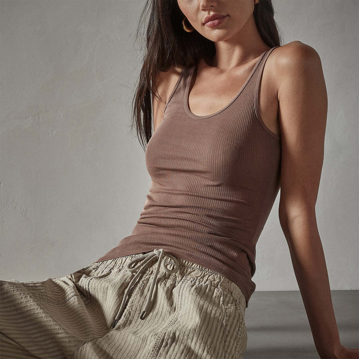 Ribbed Daily Tank in Malt Pigment | James Perse Los Angeles